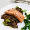 Salmon with lentil and basil